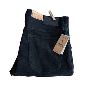 Polo Ralph Mens Size 34x34 Corduroy Jean Pants Hudson Black Slim Straight Varick